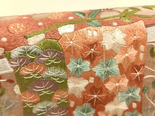 平和屋着物●訪問着　総刺繍　文箱花文　正絹　逸品　AABJ4553fy