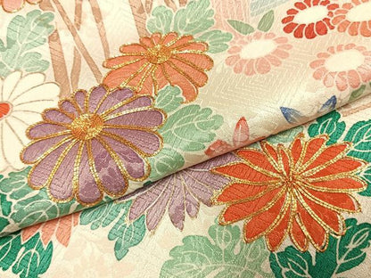 平和屋着物●豪華振袖　駒刺繍　絞り　花鳥文　金彩　正絹　逸品　AABJ4557fy