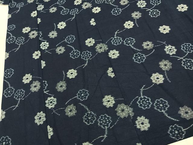 平和屋着物●久留米絣　単衣　舞花文　綿　逸品　AABJ4562fy