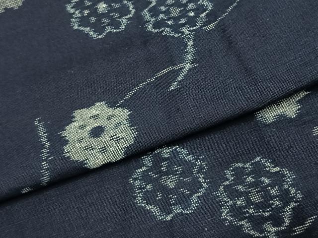平和屋着物●久留米絣　単衣　舞花文　綿　逸品　AABJ4562fy