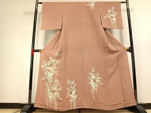 平和屋着物●訪問着　草花文　金彩　鬼しぼ縮緬　高島屋扱い　正絹　逸品　AABJ4580fy