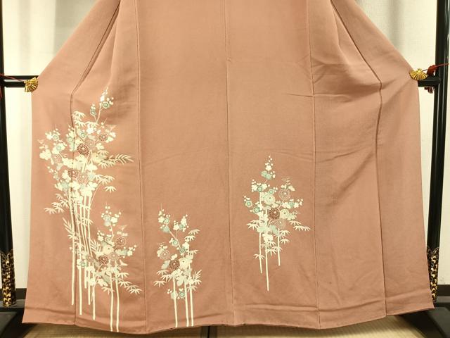 平和屋着物●訪問着　草花文　金彩　鬼しぼ縮緬　高島屋扱い　正絹　逸品　AABJ4580fy