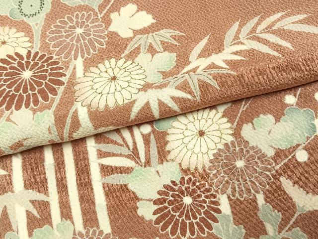 平和屋着物●訪問着　草花文　金彩　鬼しぼ縮緬　高島屋扱い　正絹　逸品　AABJ4580fy