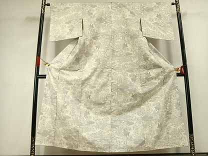平和屋着物●本場大島紬　白大島　カタス9マルキ　風景文　正絹　逸品　AABJ4592fy