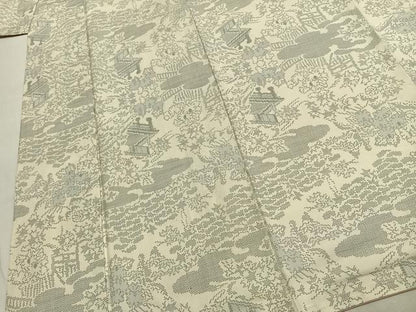 平和屋着物●本場大島紬　白大島　カタス9マルキ　風景文　正絹　逸品　AABJ4592fy