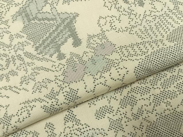 平和屋着物●本場大島紬　白大島　カタス9マルキ　風景文　正絹　逸品　AABJ4592fy