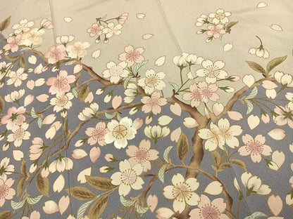 平和屋着物●ファッションデザイナー 花井幸子　訪問着　刺繍　枝桜文　金彩　正絹　逸品　AABJ4593fy