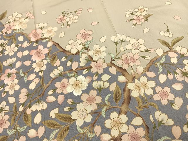 平和屋着物●ファッションデザイナー 花井幸子　訪問着　刺繍　枝桜文　金彩　正絹　逸品　AABJ4593fy