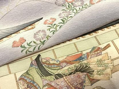 平和屋着物●友禅師・京の名工・伝統工芸士・樽本伊勢蔵 　訪問着　人物風景花文　暈し染め　金銀彩　正絹　逸品　AABJ4596fy