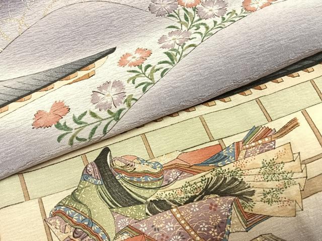 平和屋着物●友禅師・京の名工・伝統工芸士・樽本伊勢蔵 　訪問着　人物風景花文　暈し染め　金銀彩　正絹　逸品　AABJ4596fy