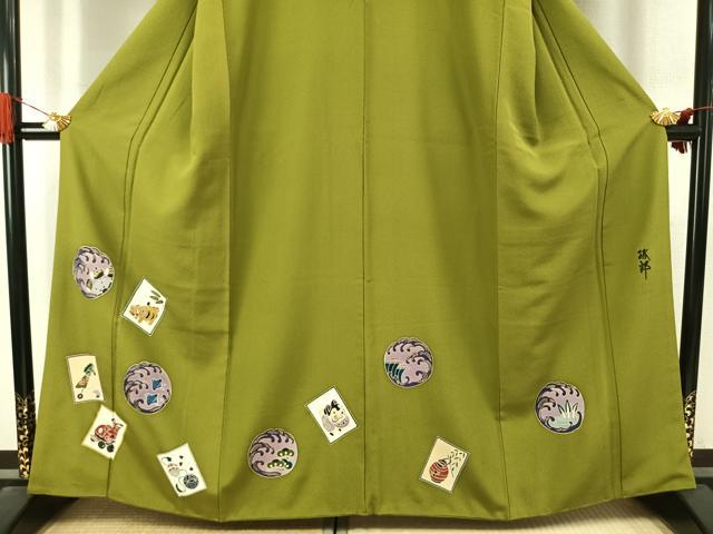 平和屋着物●訪問着　作家物　虎　千鳥　犬　達磨　金彩　正絹　逸品　AABJ4599fy