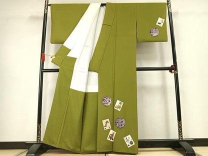 平和屋着物●訪問着　作家物　虎　千鳥　犬　達磨　金彩　正絹　逸品　AABJ4599fy