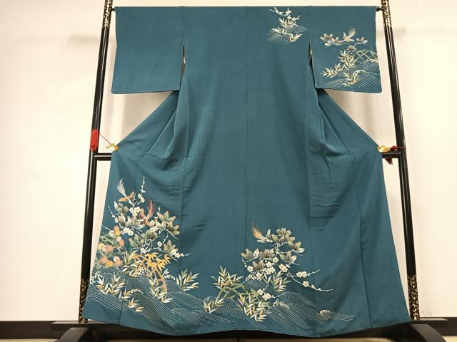 平和屋着物●訪問着　松竹梅　立波飛鳥文　金彩　正絹　逸品　AABJ4605fy