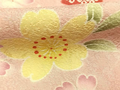 平和屋着物●豪華振袖　舞桜文　暈し染め　正絹　逸品　AABJ4608fy