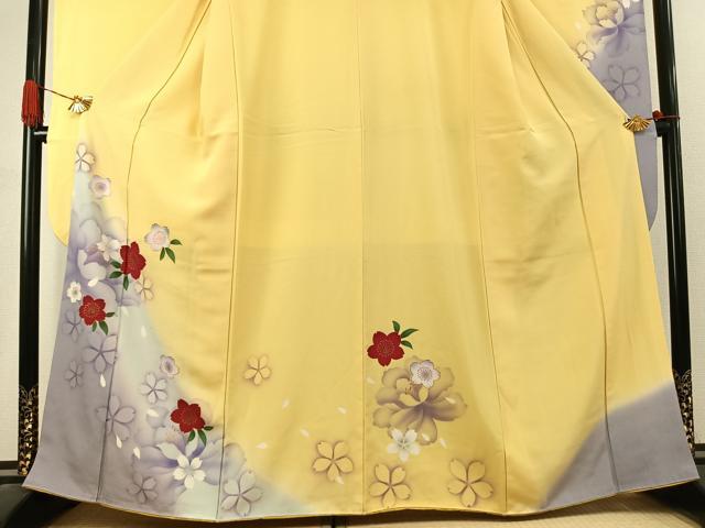 平和屋着物●豪華振袖　舞桜文　暈し染め　金彩　正絹　逸品　AABJ4610fy