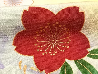 平和屋着物●豪華振袖　舞桜文　暈し染め　金彩　正絹　逸品　AABJ4610fy