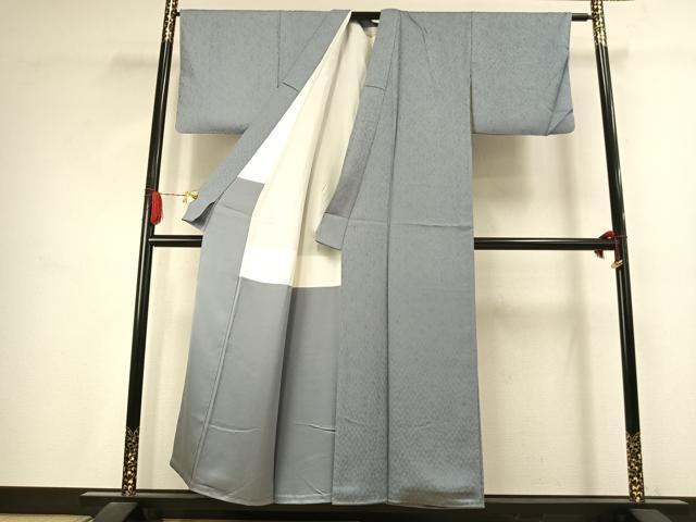 平和屋着物●上質な色無地　樹林地紋　灰青色　正絹　逸品　未使用　AABJ4611fy