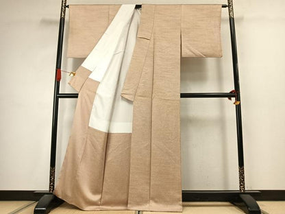 平和屋着物●上質な小紋　霞文　浅黄色　正絹　逸品　AABJ4612fy