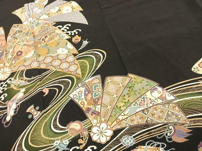 平和屋着物●豪華黒留袖　駒刺繍　熨斗花文　金銀彩　松坂屋扱い　正絹　逸品　AABJ4615fy