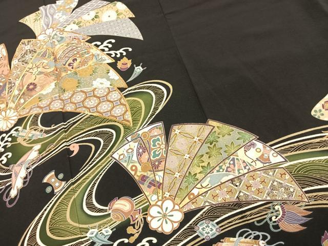 平和屋着物●豪華黒留袖　駒刺繍　熨斗花文　金銀彩　松坂屋扱い　正絹　逸品　AABJ4615fy