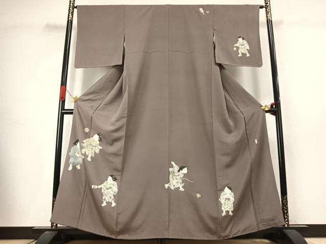 平和屋着物●訪問着　作家物　人物文　金彩　正絹　逸品　未使用　AABJ4616fy