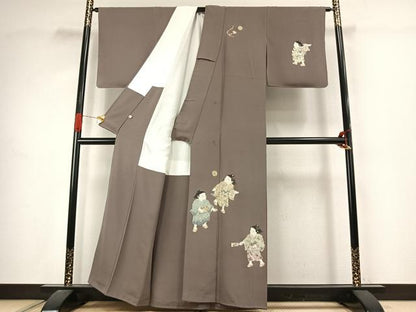 平和屋着物●訪問着　作家物　人物文　金彩　正絹　逸品　未使用　AABJ4616fy