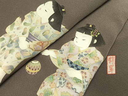 平和屋着物●訪問着　作家物　人物文　金彩　正絹　逸品　未使用　AABJ4616fy