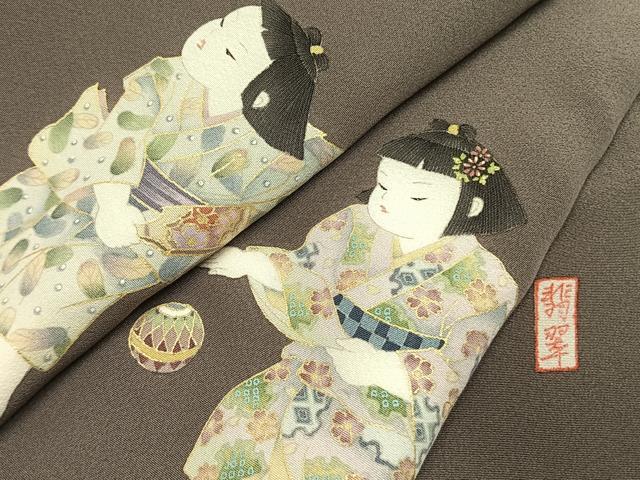 平和屋着物●訪問着　作家物　人物文　金彩　正絹　逸品　未使用　AABJ4616fy