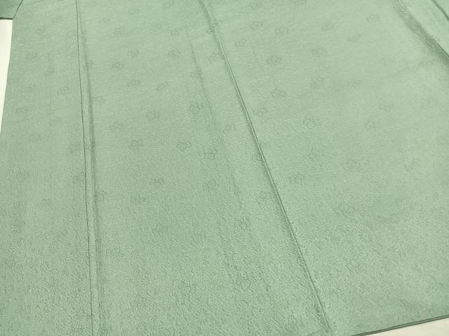 平和屋着物●上質な色無地　花唐草地紋　錆青磁色　正絹　逸品　AABJ4620fy