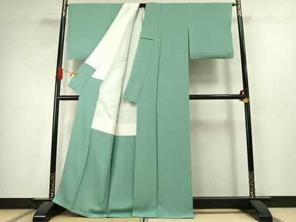 平和屋着物●上質な色無地　青磁色　正絹　逸品　AABJ4621fy