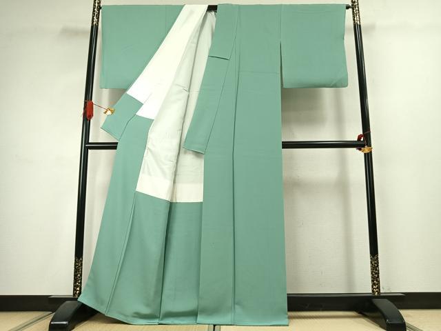 平和屋着物●上質な色無地　青磁色　正絹　逸品　AABJ4621fy