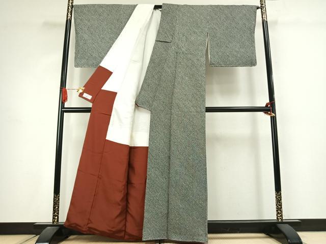 平和屋着物●大変加工の良い総絞り小紋　黒地　やまと誂製　正絹　逸品　未使用　AABJ4624fy