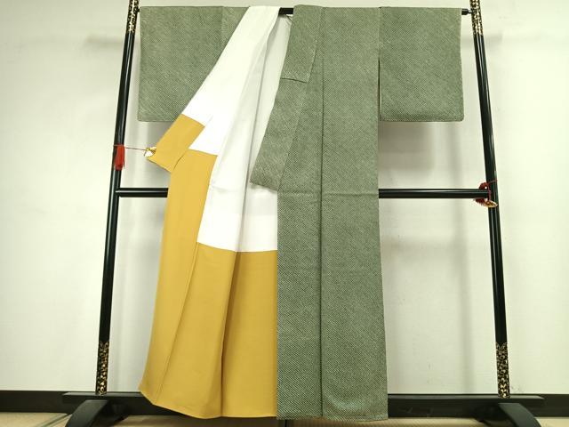 平和屋着物●大変加工の良い総絞り小紋　正絹　逸品　AABJ4625fy