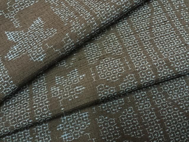 平和屋着物●結城紬　80亀甲　間道　正絹　逸品　AABJ4626fy