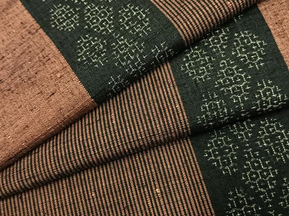 平和屋着物●結城紬　80亀甲　間道　正絹　逸品　AABJ4628fy