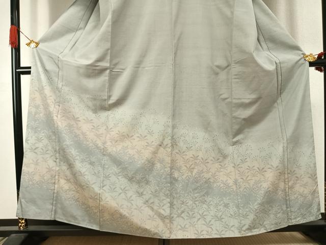 平和屋着物●訪問着　紬地　草花文　正絹　逸品　未使用　AABJ4630fy