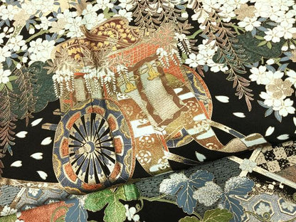 平和屋着物●豪華黒留袖　作家物　御所車花文　金彩　ほていや扱い　正絹　逸品　未使用　AABJ4632fy