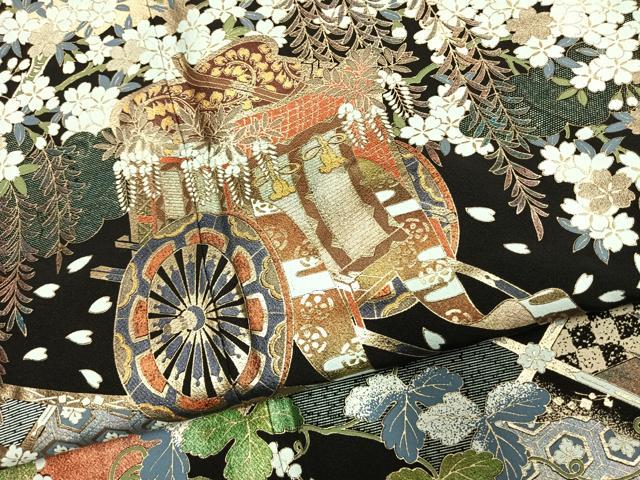 平和屋着物●豪華黒留袖　作家物　御所車花文　金彩　ほていや扱い　正絹　逸品　未使用　AABJ4632fy