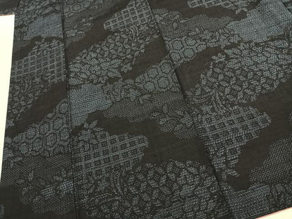 平和屋着物●結城紬　80亀甲　切嵌文　正絹　逸品　AABJ4633fy