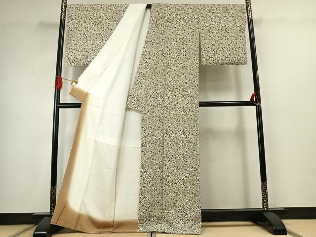 平和屋着物●上質な小紋　型染め　草花文　暈し染め　正絹　逸品　AABJ4635fy