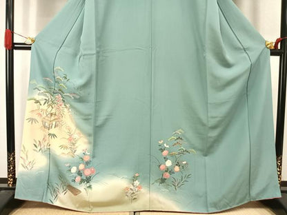 平和屋着物●訪問着　友禅　風景花文　暈し染め　正絹　逸品　AABJ4636fy