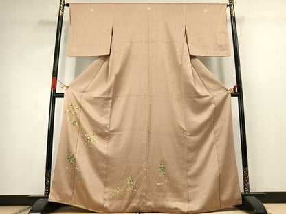 平和屋着物●豪華色留袖　草花文　金糸　正絹　逸品　AABJ4638fy