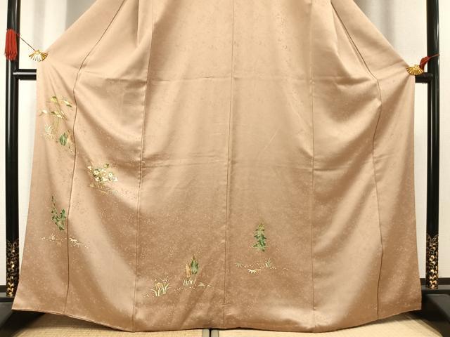 平和屋着物●豪華色留袖　草花文　金糸　正絹　逸品　AABJ4638fy