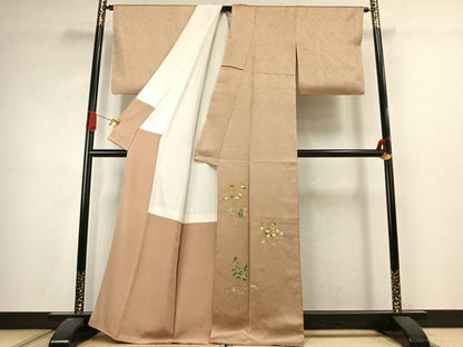 平和屋着物●豪華色留袖　草花文　金糸　正絹　逸品　AABJ4638fy