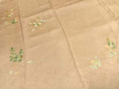 平和屋着物●豪華色留袖　草花文　金糸　正絹　逸品　AABJ4638fy