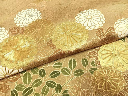 平和屋着物●豪華色留袖　駒刺繍　草花文　金彩　正絹　逸品　AABJ4639fy