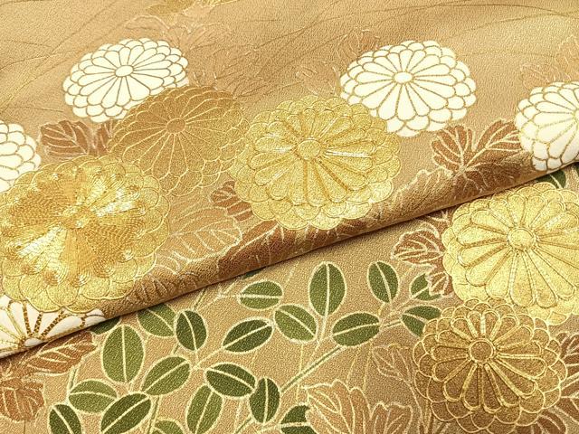 平和屋着物●豪華色留袖　駒刺繍　草花文　金彩　正絹　逸品　AABJ4639fy
