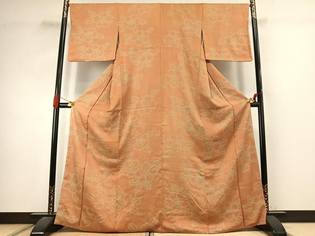 平和屋着物●上質な小紋　絞り　草花文　正絹　逸品　AABJ4643fy
