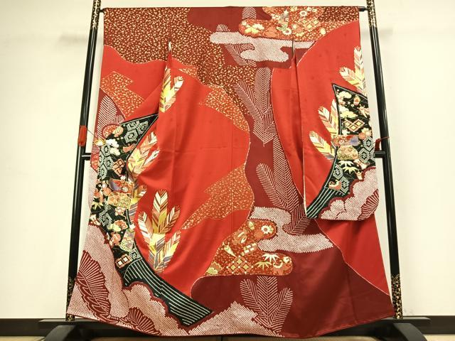 平和屋着物●豪華振袖　駒刺繍　絞り　吉祥文　金彩　正絹　逸品　AABJ4644fy