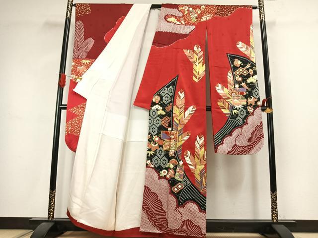 平和屋着物●豪華振袖　駒刺繍　絞り　吉祥文　金彩　正絹　逸品　AABJ4644fy